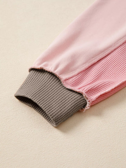 Sarah Express Women's Color Block Waffle Knit Oversized Sweatshirt