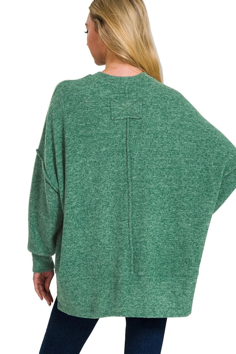 Sarah Express Women’s Oversized Brushed Melange Hacci Sweater