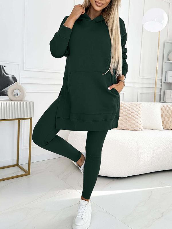 Sarah Express Women's Hooded Sweatshirt and Thickened Leggings Two-Piece Athleisure Set
