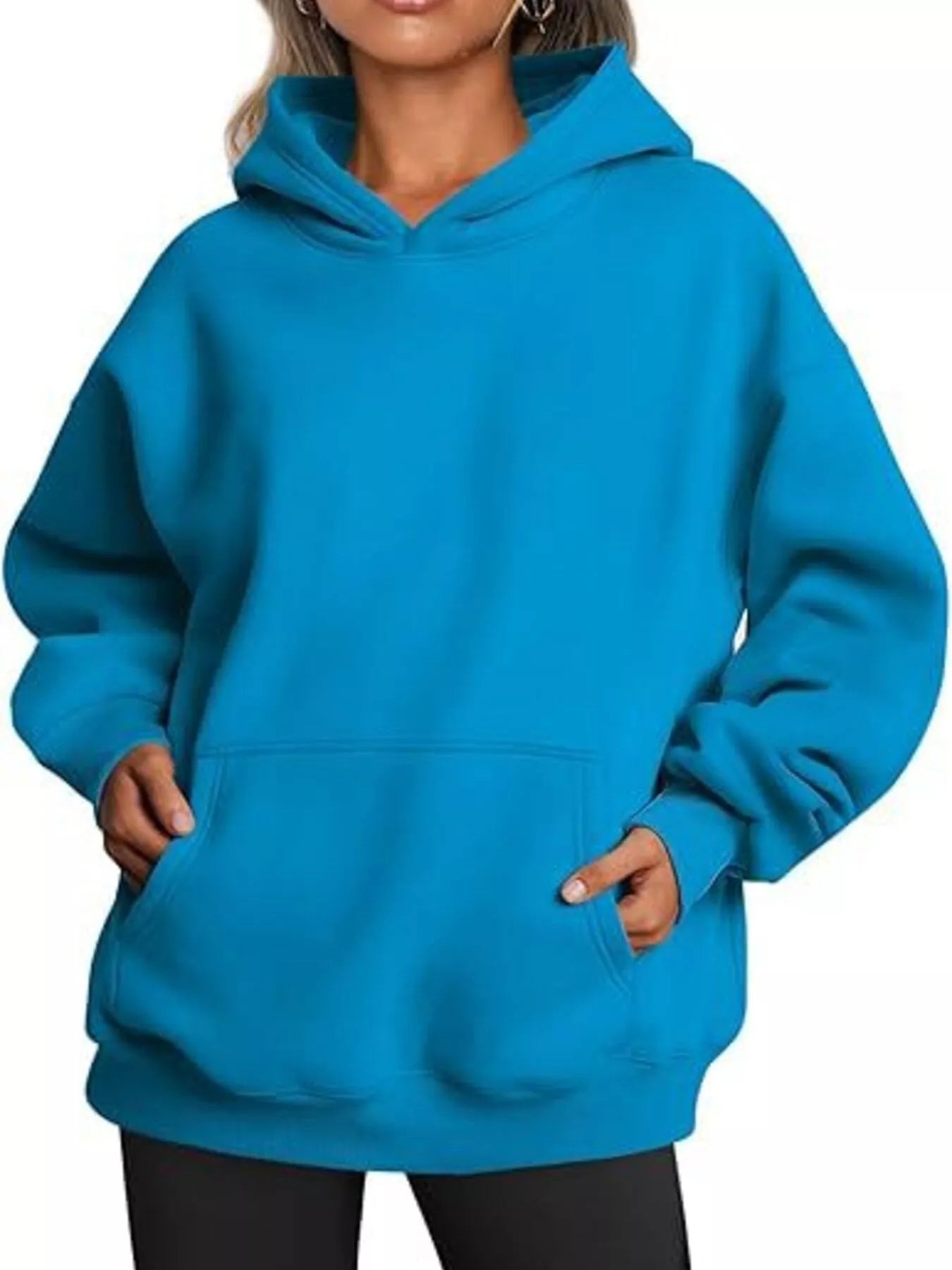 Sarah Express Women's Kangaroo Pocket Long Sleeve Hoodie Blue