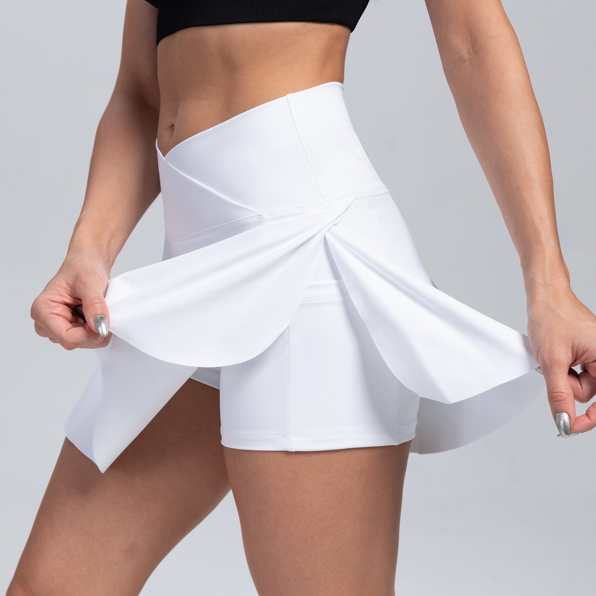 Sarah Express Women's Yoga Skort Athletic Shorts with Skirt Overlay Moisture-Wicking Active Wear