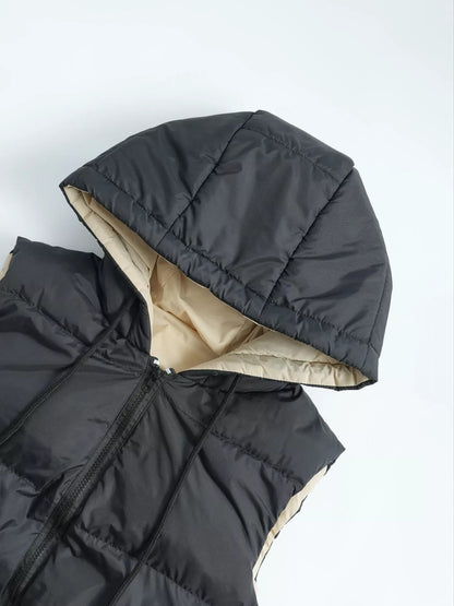 Sarah Express Women's Longline Padded Hooded Vest Coat