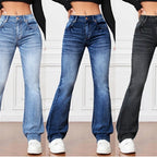 Sarah Express Women's High Waist Bootcut Denim Jeans Stretch Cotton Flare Leg Pants with Pockets