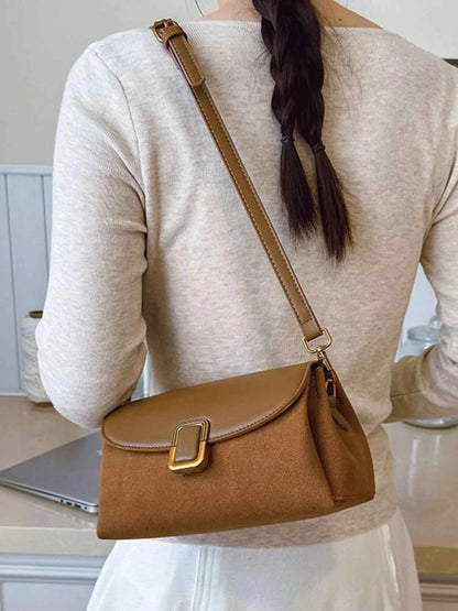 Sarah Express Women's Buckle Flap Crossbody Bag - Small PU Leather Shoulder Bag