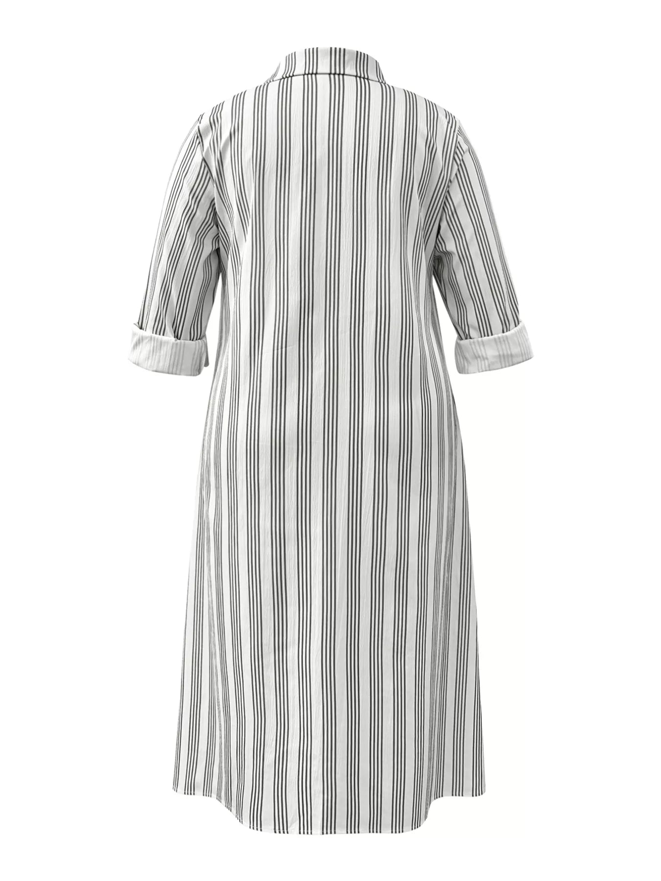 Sarah Express Women's Plus Size Striped Button Front Midi Dress
