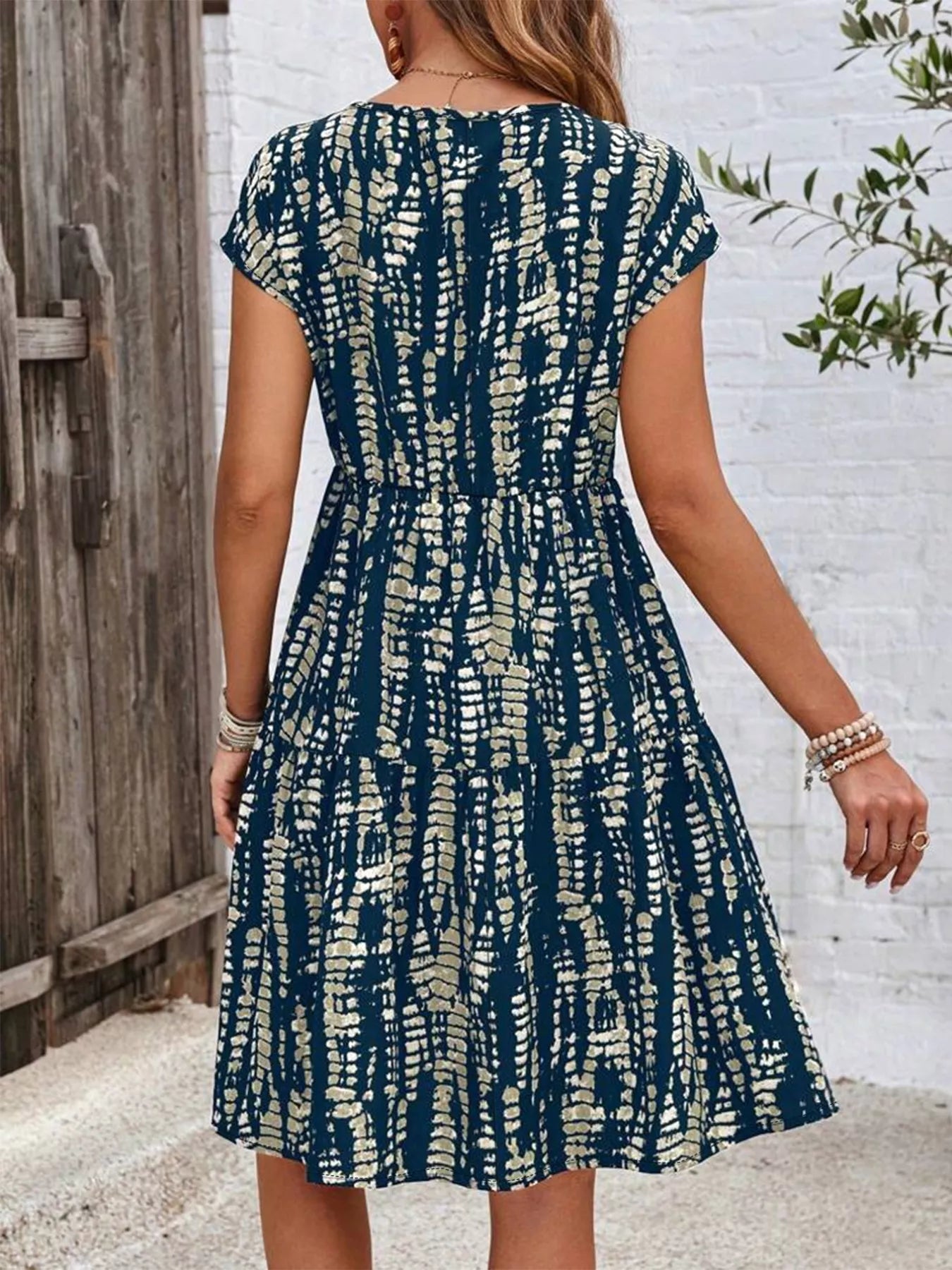 Sarah Express Women's Plus Size Tie-Dye Ruffle Hem Casual Dress