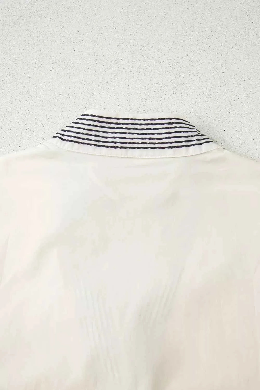 Sarah Express Women's Embroidered Floral Sleeve Blouse - Notched Collar Cotton Top