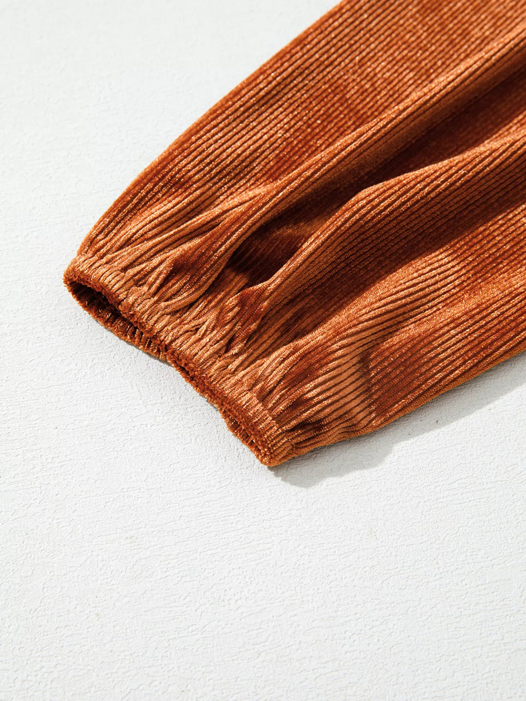 Sarah Express Women's Velvet Ribbed Texture Square Neck Slim Puff Sleeve Top