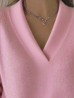 Sarah Express Women's V-Neck Long Sleeve Sweater Plus Size