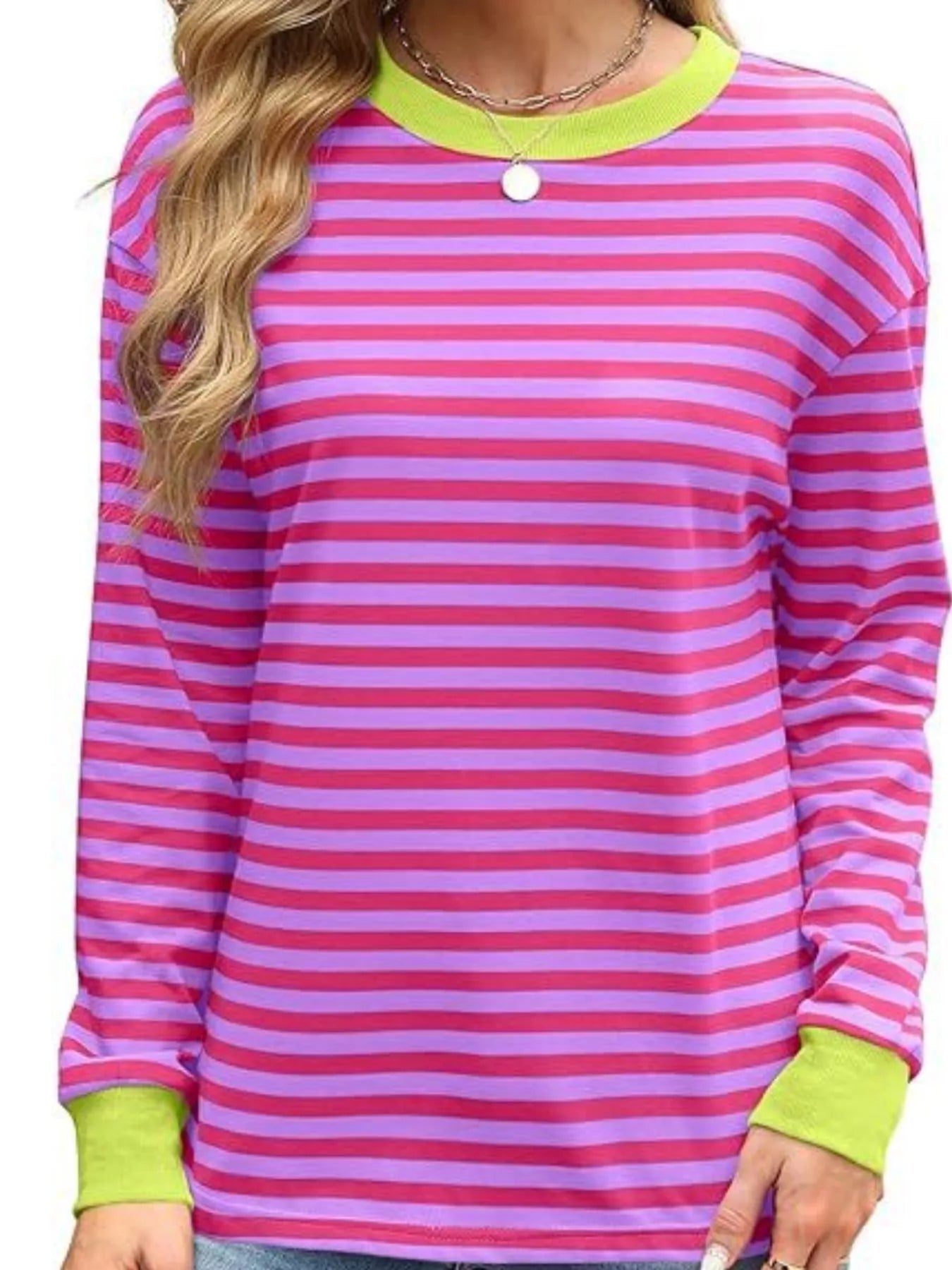 Sarah Express Women's Striped Long Sleeve Casual T-Shirt