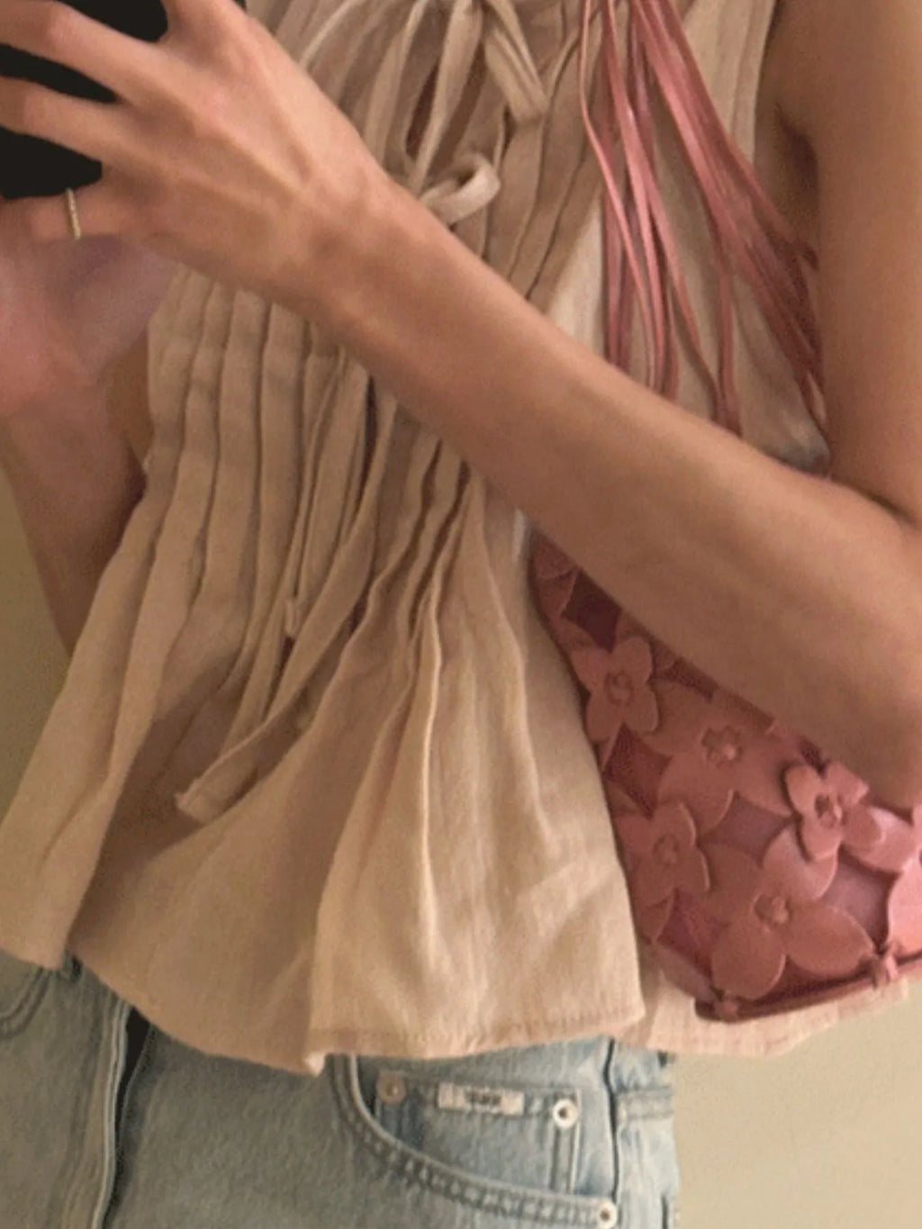 Sarah Express Women's Tie-Front Sleeveless Summer Blouse