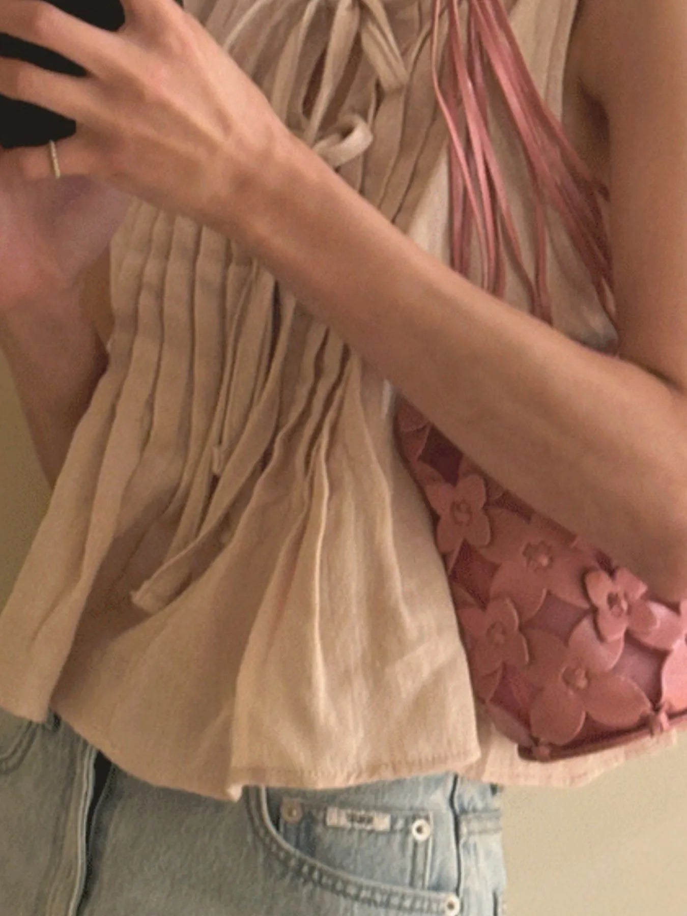 Sarah Express Women's Tie-Front Sleeveless Summer Blouse