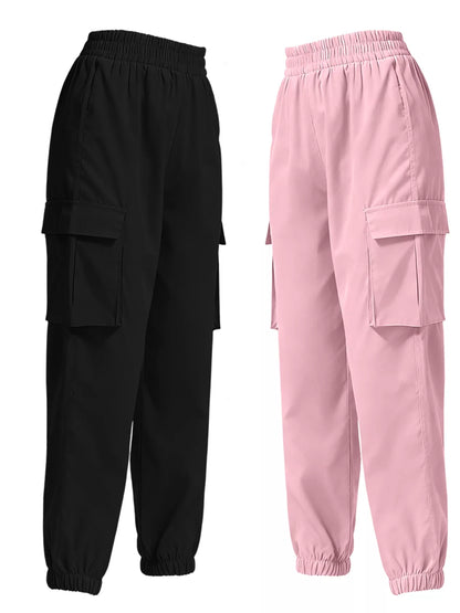Sarah Express Women's 2 Piece Elastic Waist Cargo Pants Set