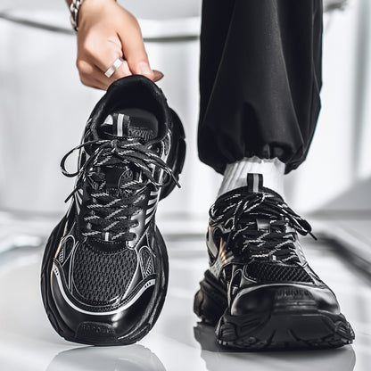 Sarah Express Breathable Mesh Sneakers for Wide Feet & Broad Toes | Casual Lace-Up Shoes Black