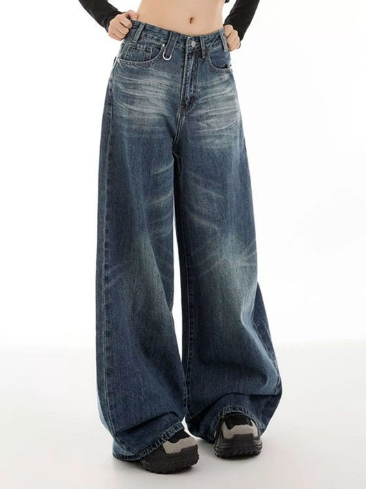 Sarah Express Women's Vintage Wash Wide Leg Jeans Vintage Blue