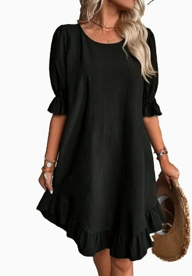 Sarah Express Ruffle Hem Flounce Sleeve Cotton Dress