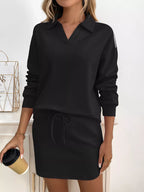 Sarah Express Women's Dropped Shoulder Top and Skirt Set