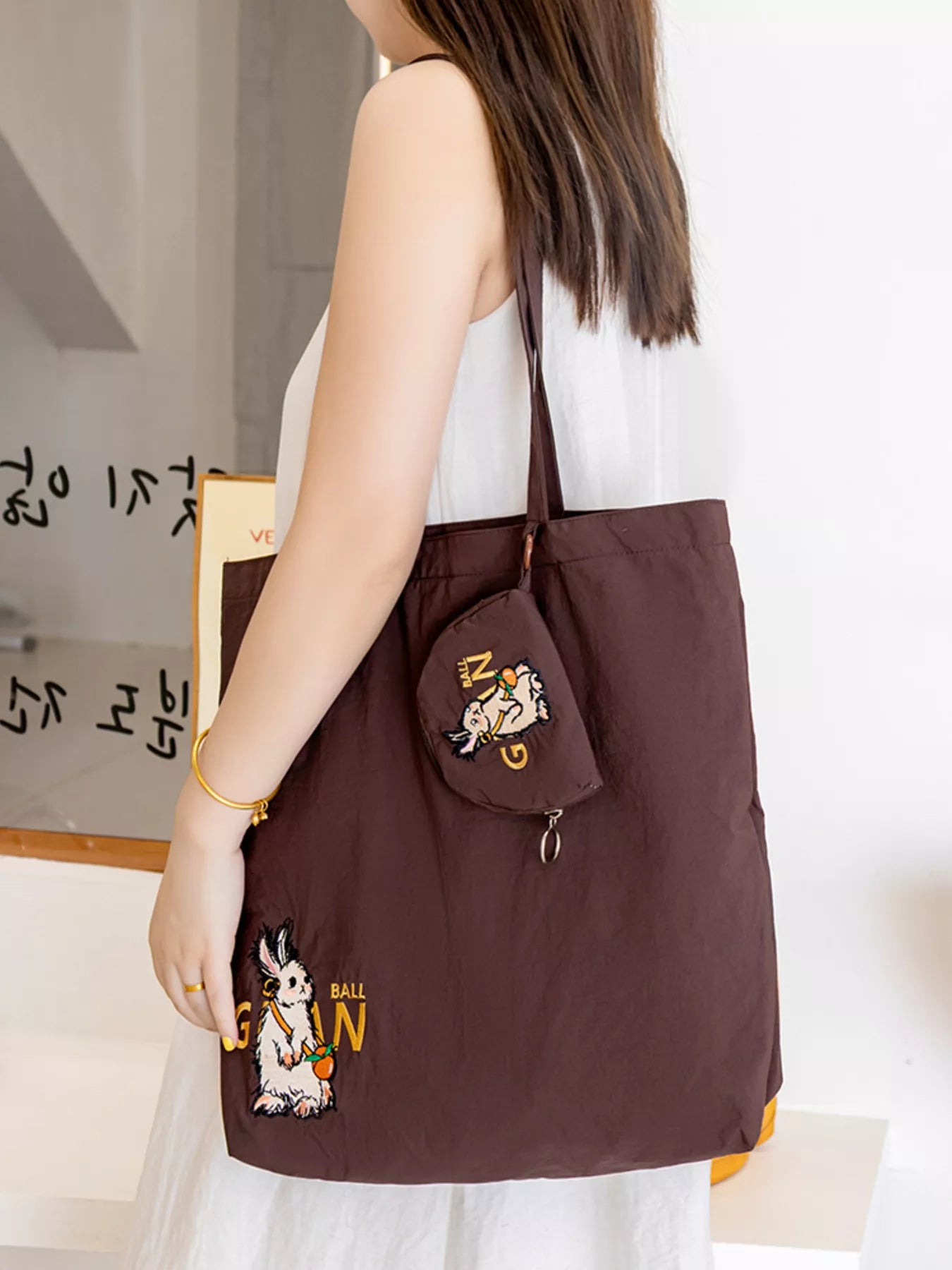 Sarah Express Women's Cartoon Print Lightweight Nylon Handbag Taupe ONESIZE