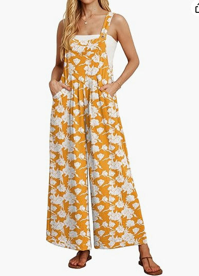 Sarah Express Women's Casual Loose Jumpsuit Pockets Polyester One Piece