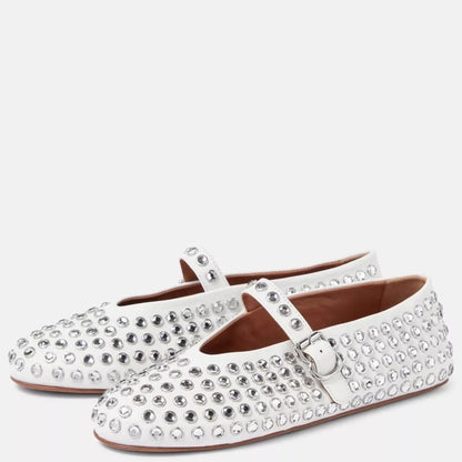 Sarah Express Women's Rhinestone Studded Slip-On Flats - Round Toe Casual Shoes
