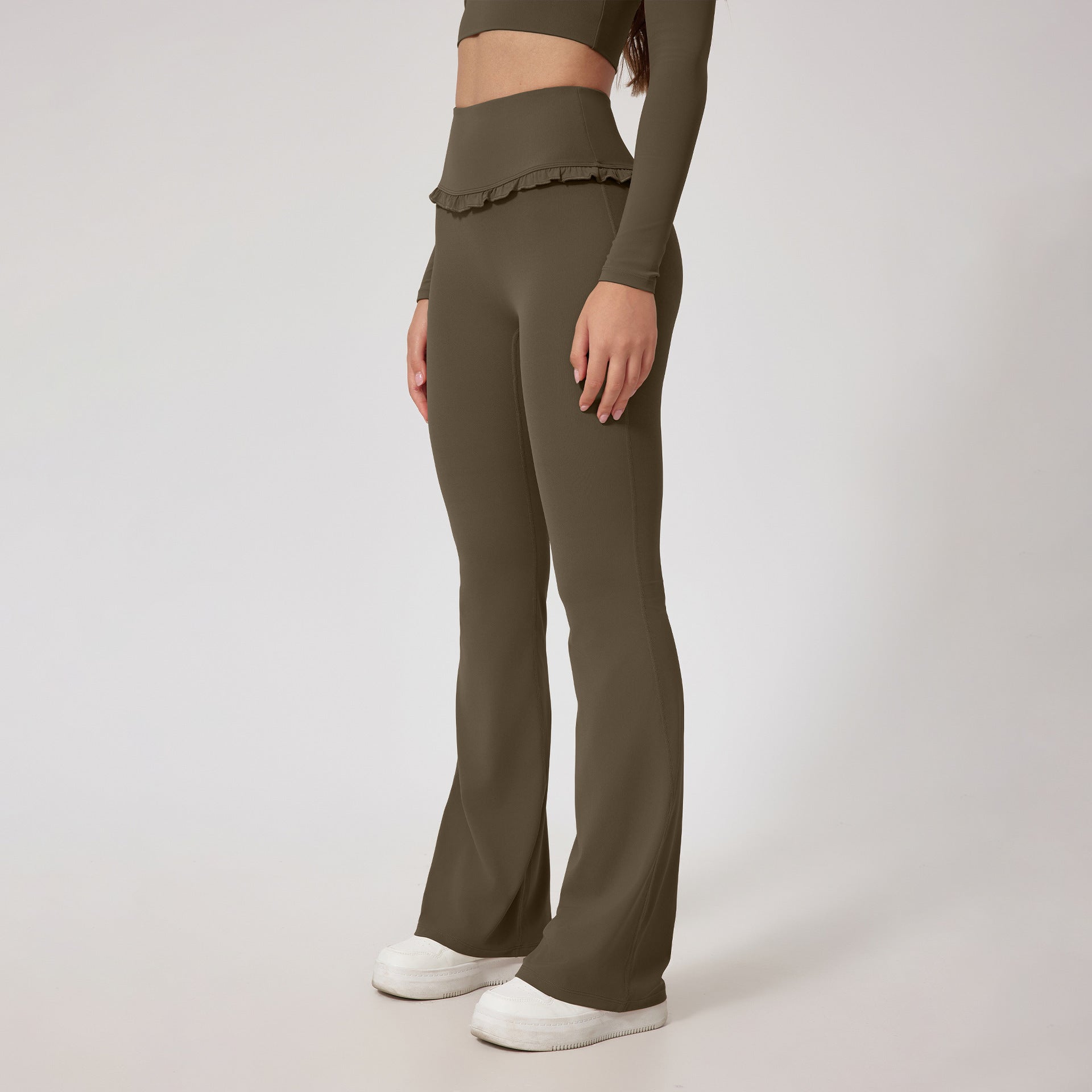 Sarah Express Women's High Waist Hip Lift Yoga Pants Lace Detail Compression Leggings