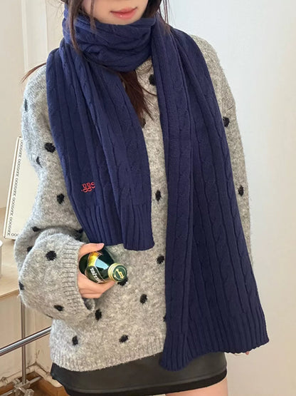 Sarah Express Women's Ribbed Knitted Winter Scarf Blue ONESIZE