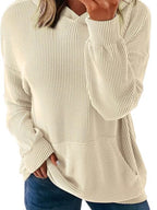 Sarah Express Women's Ribbed Oversized Hoodie Sweatshirt with Pocket