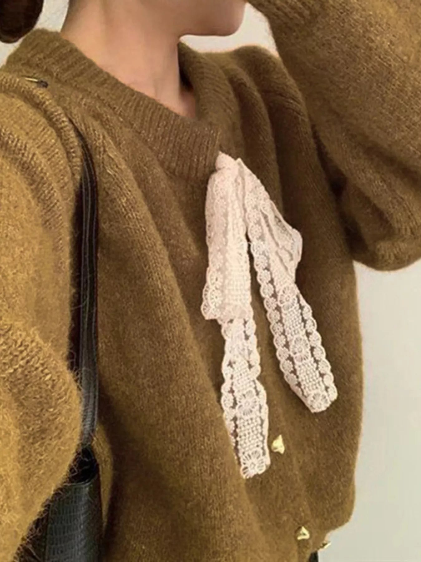 Sarah Express Women's Lace Bowknot Knit Cardigan