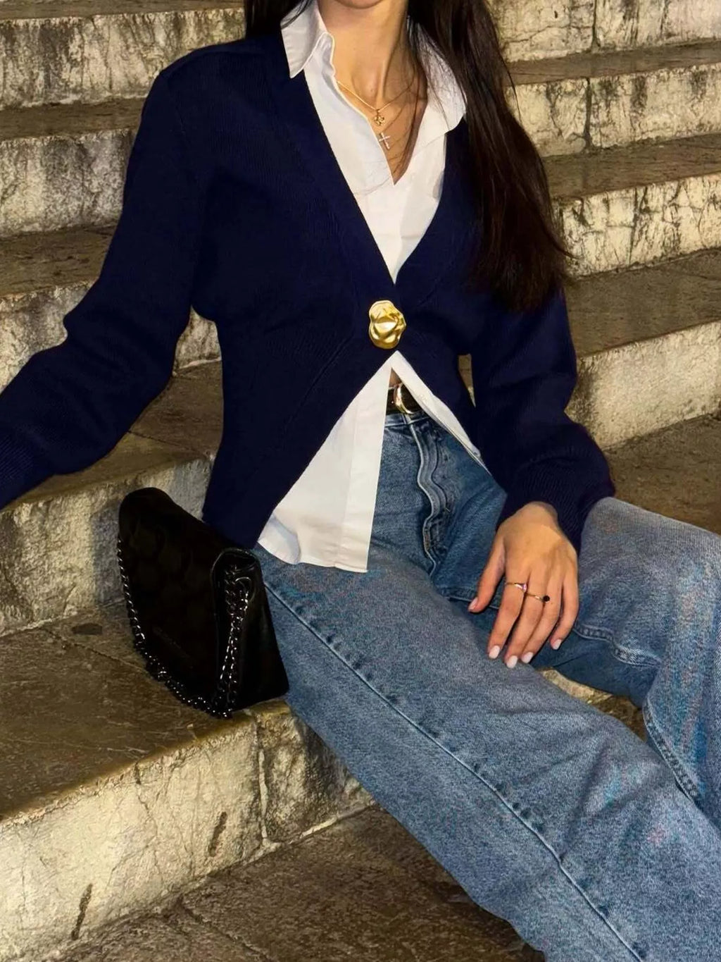 Sarah Express Women's Single-Button Knit Cardigan