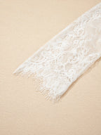 Sarah Express Women's Lace Sleeve Patchwork Fuzzy Sweater