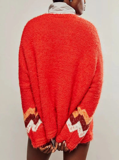 Sarah Express Women's Fruit Print Round Neck Long Sleeve Sweater