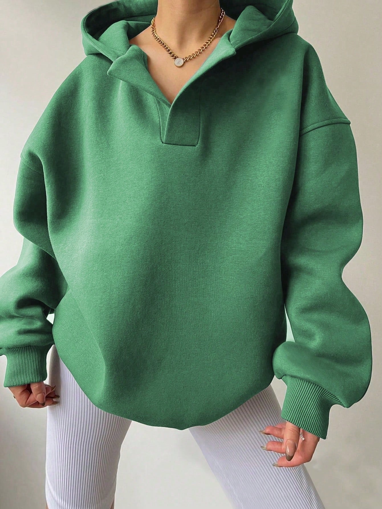 Sarah Express Women's Loose Fit Hoodie Sweatshirt - Solid Color Long Sleeve Pullover Top