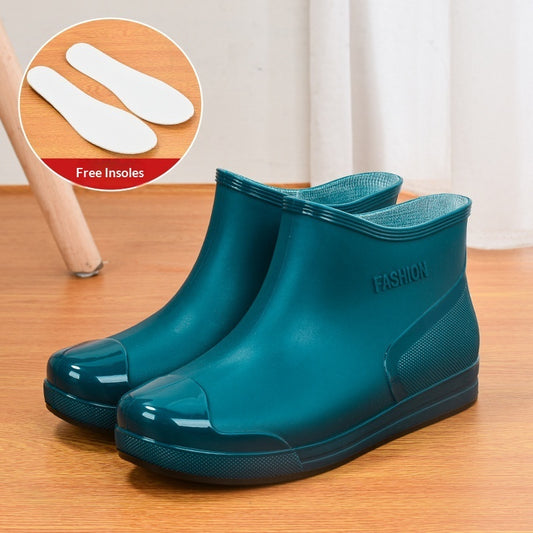 Sarah Express Women's Waterproof Rain Boots – Non-Slip Low-Cut Short Boots for All Seasons