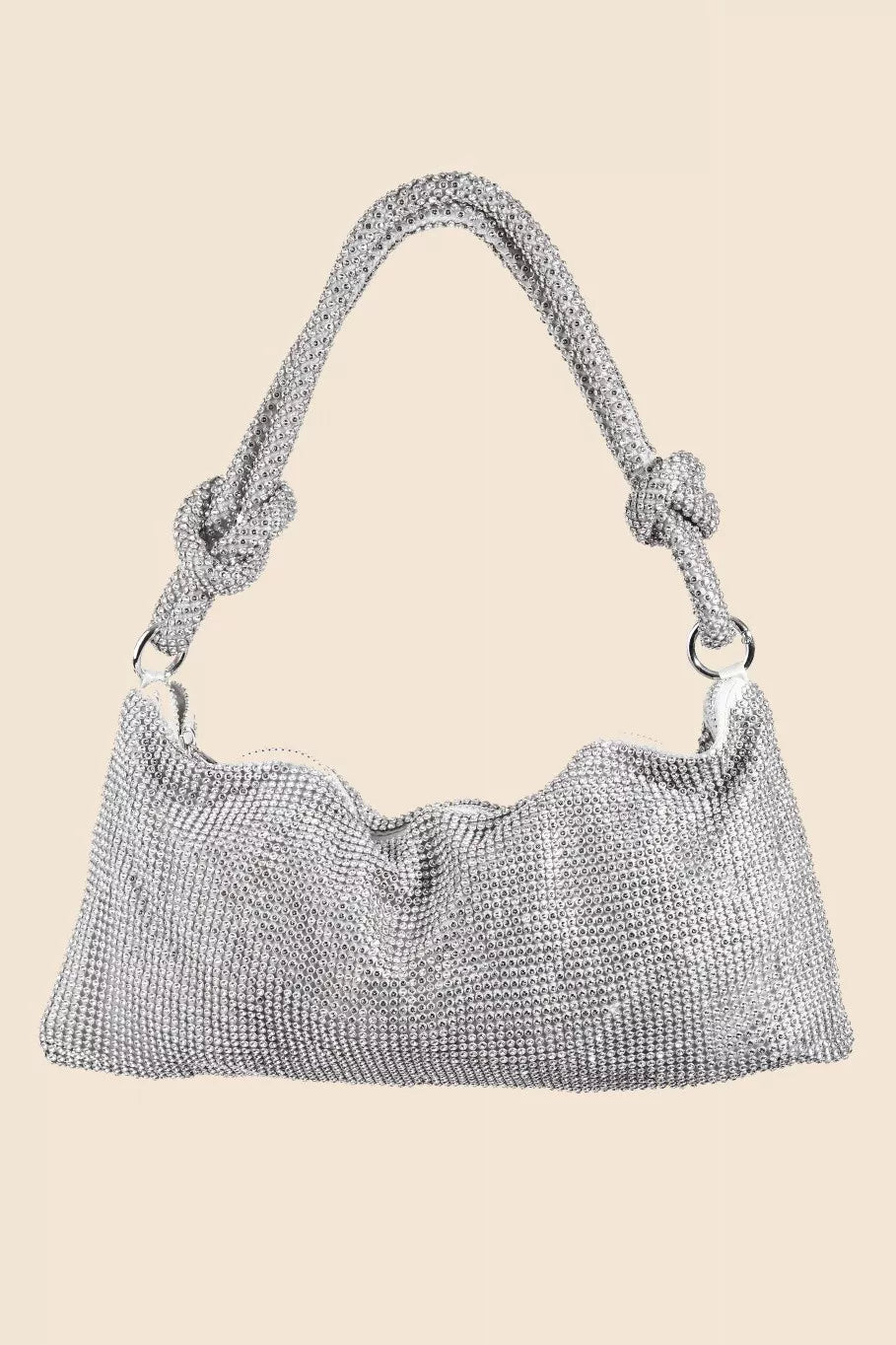 Sarah Express Women's Fame Rhinestone Studded Hobo Bag Silver One Size