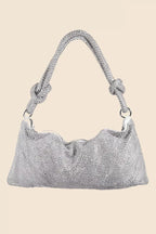 Sarah Express Women's Fame Rhinestone Studded Hobo Bag Silver One Size