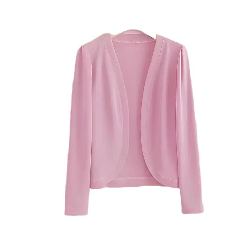 Sarah Express Shawl Collar Short Cardigan Lightweight Slim Fit Solid Color