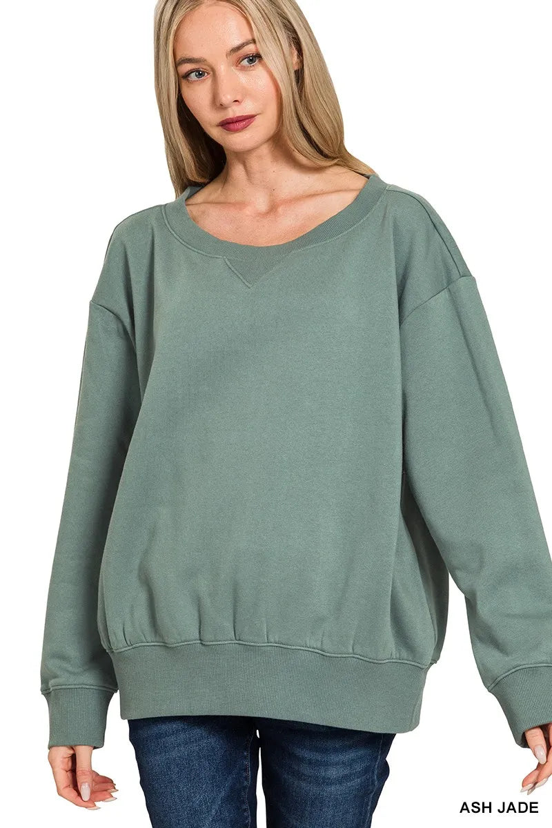 Sarah Express Women's Fleece Boat Neck Sweatshirt ASH JADE