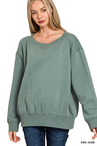 Sarah Express Women's Fleece Boat Neck Sweatshirt ASH JADE