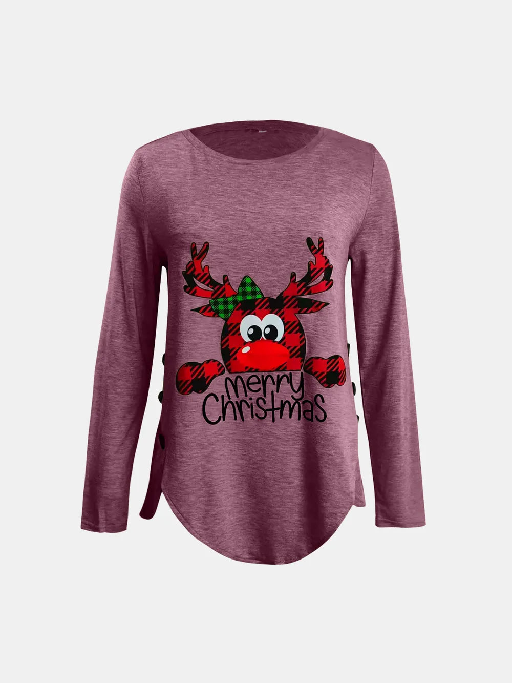 Sarah Express Women's Reindeer Round Neck Long Sleeve T-Shirt