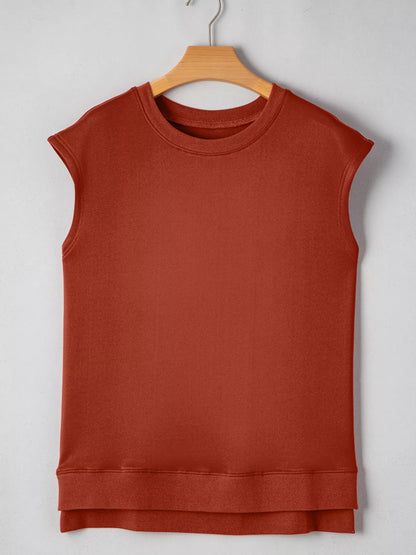 Sarah Express Women's Ribbed Trim Cap Sleeve Sweatshirt