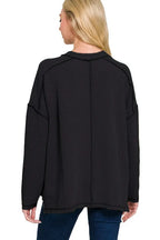 Sarah Express Women’s Plus Size Exposed Seam Corded Rib Knit Top

