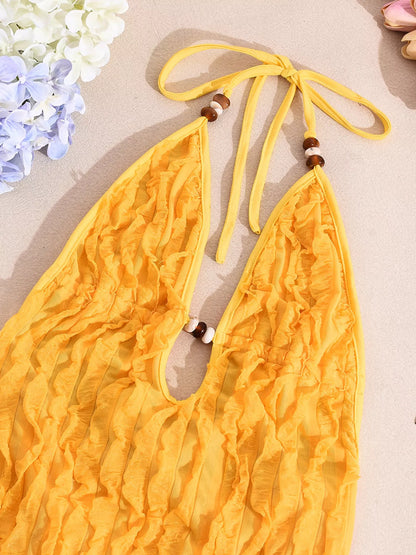 Sarah Express Women's Textured Halter Neck Bodycon Maxi Dress