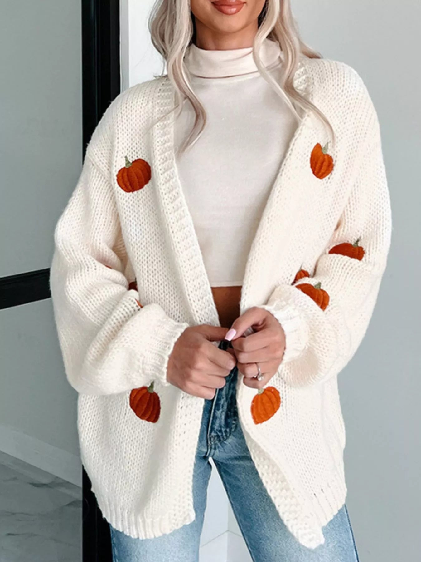 Sarah Express Women's Embroidered Button Up Cardigan