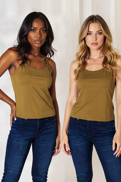 Sarah Express Women's Round Neck Slim Fit Cami Top Camel