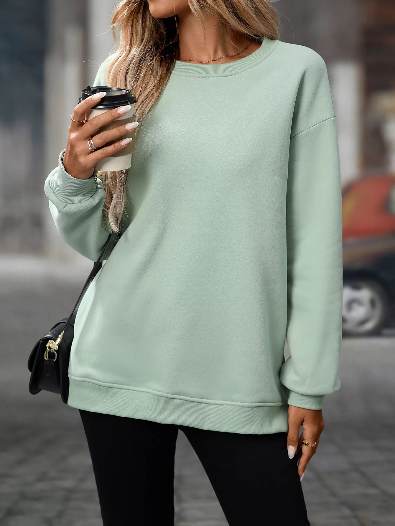 Sarah Express Women's Casual Solid Color Long Sleeve Sweatshirt