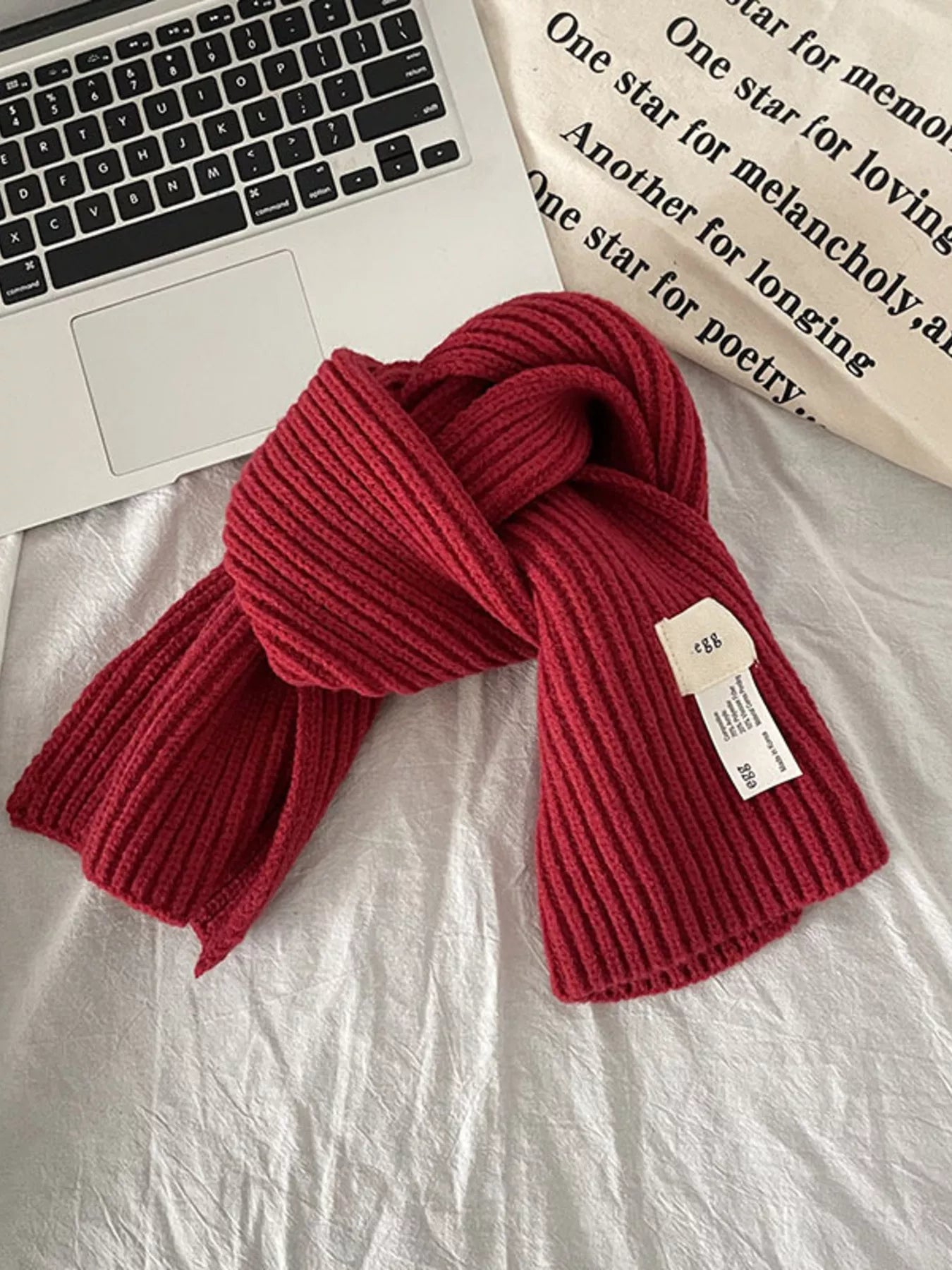 Sarah Express Women's Knitted Ribbed Scarf Cherry Red ONESIZE