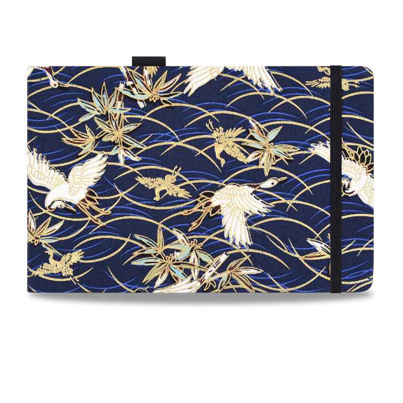 Sarah Express Premium Handmade Watercolor Sketchbook - 40 Sheets Cotton Linen Cover Art Journal Gold crane 20x13.5cm