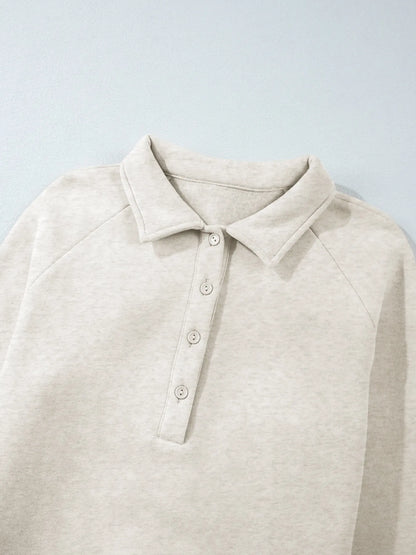 Sarah Express Women's Collared Sweatshirt and High Waist Pants Active Set