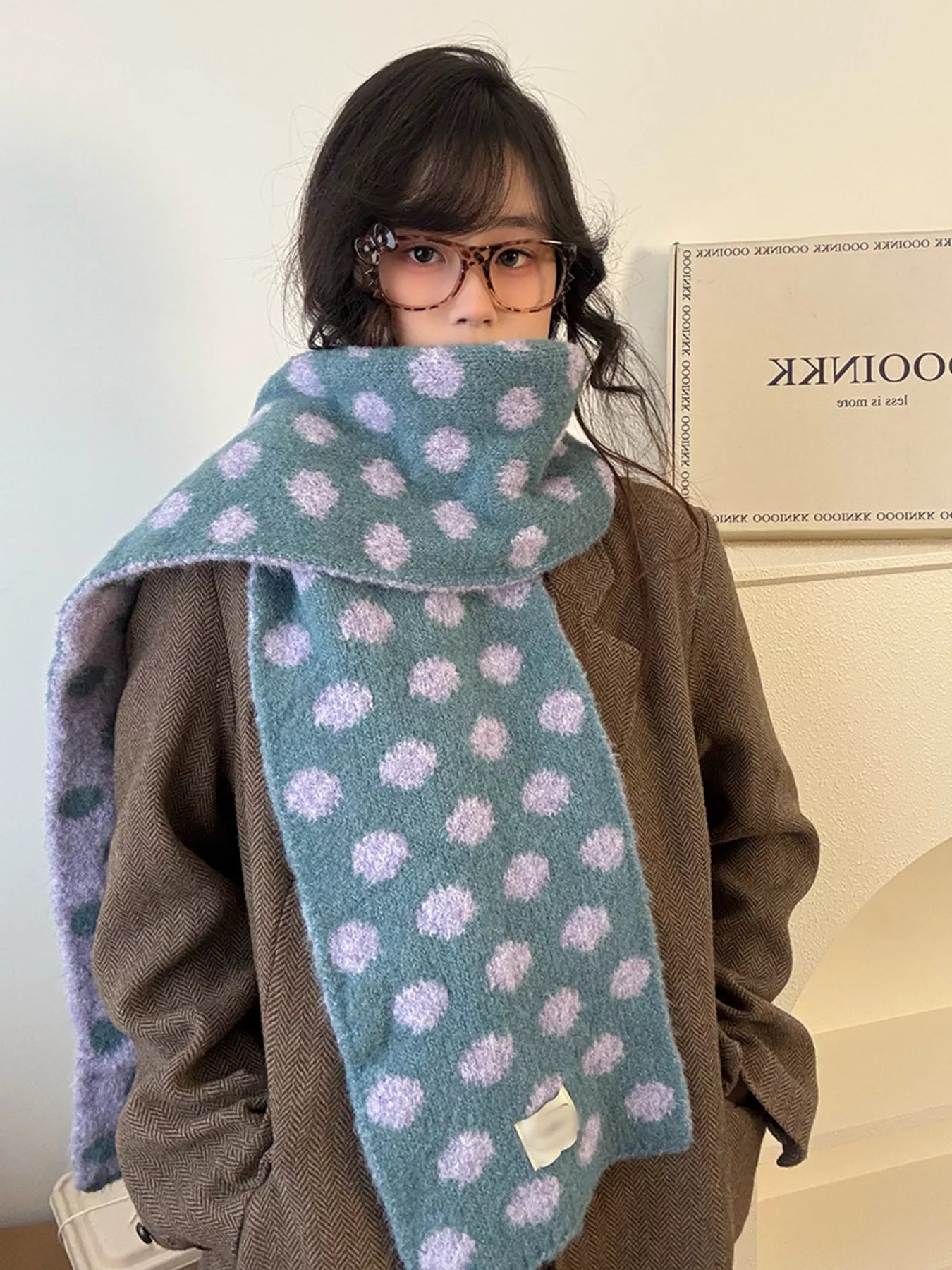 Sarah Express Women's Polka Dot Knitted Scarf Sky Blue ONESIZE