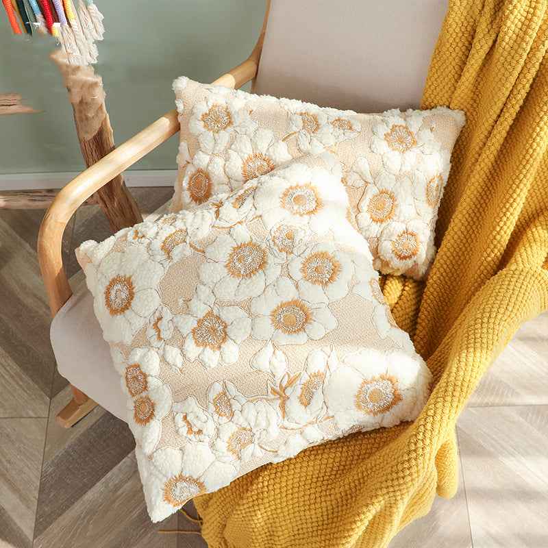 Sarah Express French Vintage Sunflower Pillow Cover - Decorative Cotton Throw Pillow Case